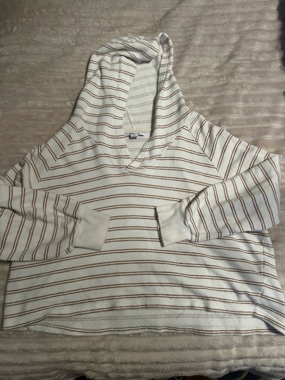 O'Neill Cream Hoodie with Brown Stripes